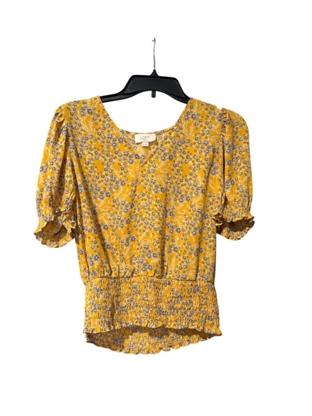 LOFT Floral Smocked Waist Puff Sleeve Blouse - Picture 2 of 5